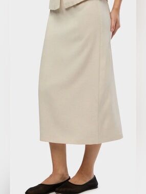 Ivory Linen Blend A-line Midi Skirt by We Wore What : Size 6